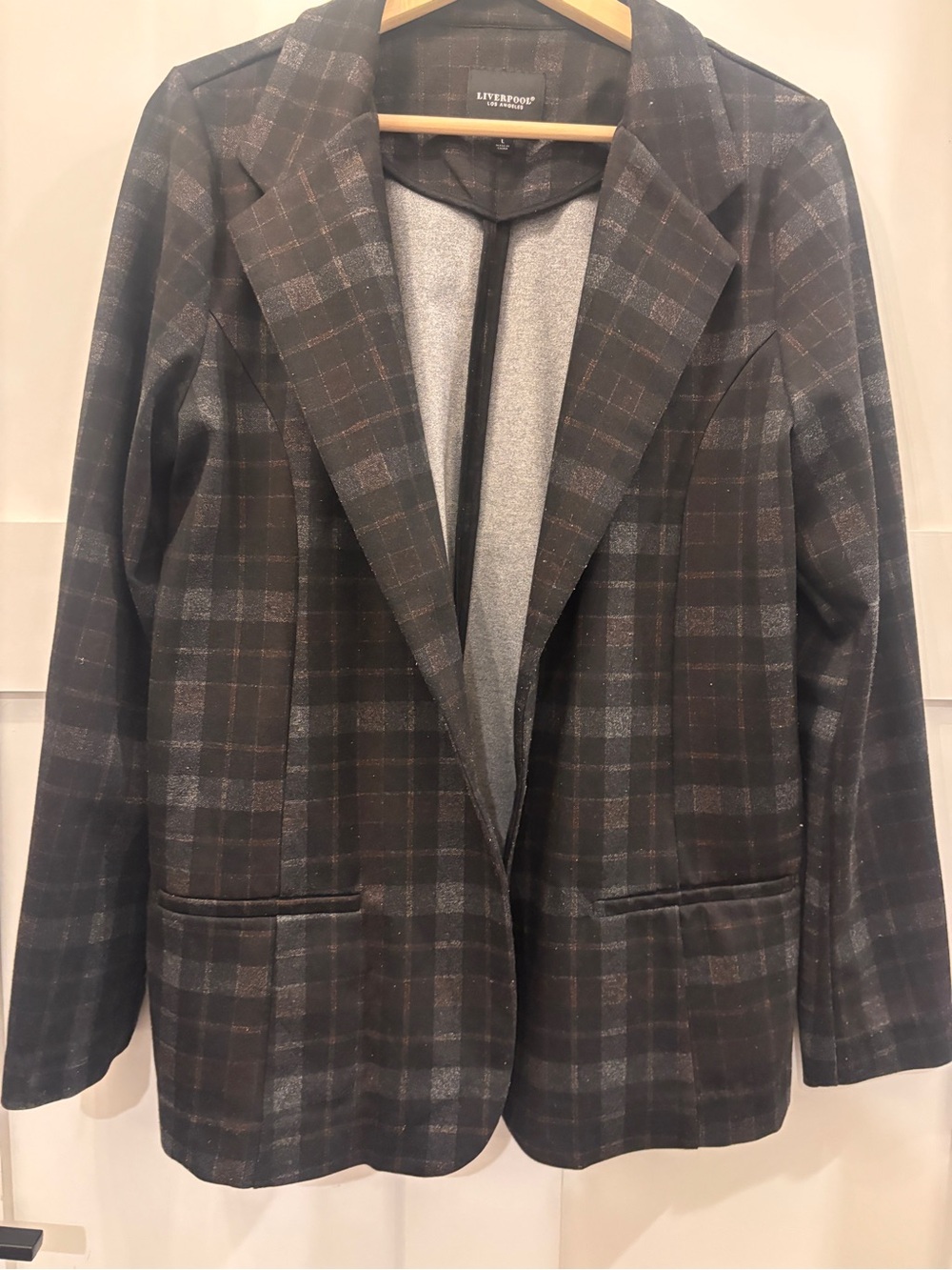 Liverpool Men's Plaid Sport Coat in Black and Brown